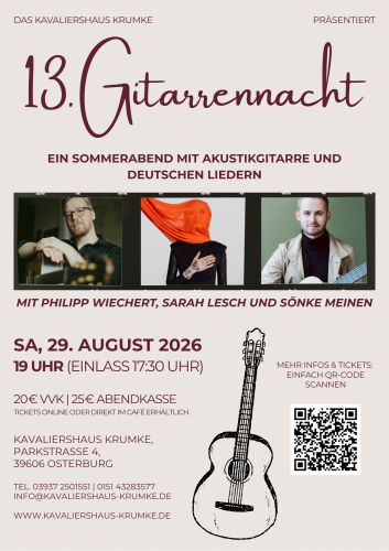 Tickets für 13. Gitarrennacht im Schlosspark Krumke am 29.08.2026 - Karten kaufen